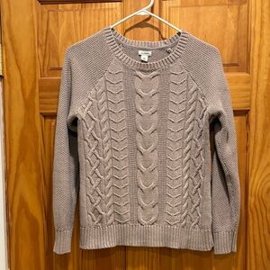 LL Bean Taupe Beige Tan Cable Knit Sweater